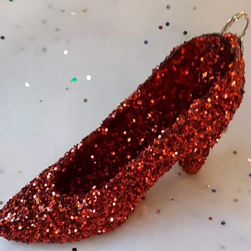 Golden Slipper Shoe Keychain Acrylic Glitter Altered Audi Lee Handcrafted - Picture 15 of 16